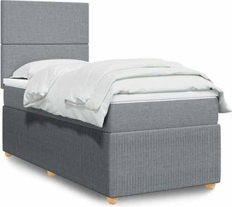 vidaXL Cama Box Spring Con Colch&oacute;n Tela Gris Claro 80x200 Cm Vidaxl