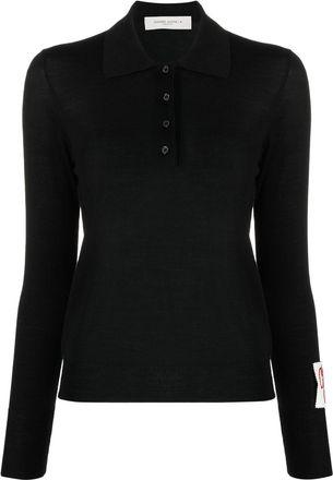 Golden Goose fine-knit wool polo shirt - women - Virgin Wool - S - Black