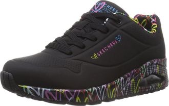 Skechers Womens Uno Loving Love Sneaker, Black, 5.5 UK