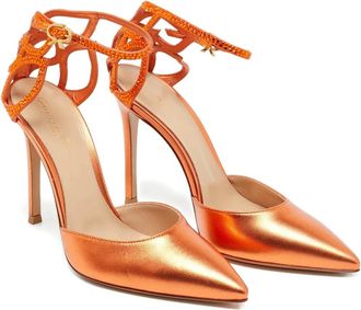 Gianvito Rossi Fleur leather sandals - women - Calf Leather - 37 - Orange