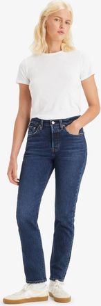 Levi's 501 Jeans Womens Blue Dark Wash Straight Leg Button Fly JAX1810