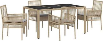 vidaXL Conjunto De Comedor De Jard&iacute;n 5 Pcs Beige Polirat&aacute;n Vidaxl