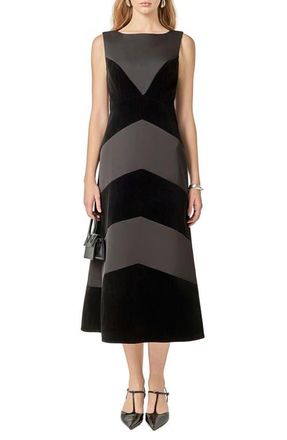 English Factory Velvet & Satin A-Line Dress in Black at Nordstrom, Size X-Small