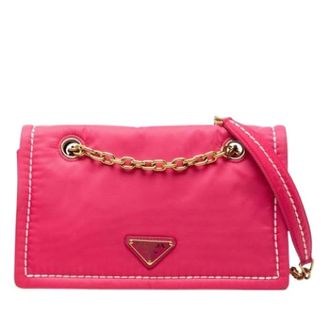 Prada Pre-owned Shoulder Bags, female, Pink, Size: ONE SIZE Pre-owned Nylon Crossbody Bag