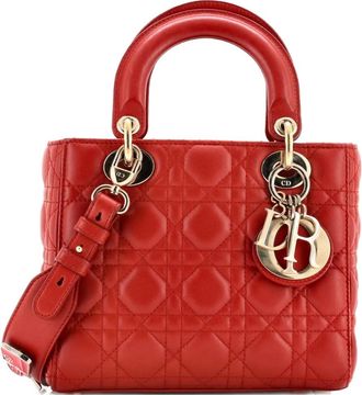 Dior My Lady Dior Bag Cannage Quilt Lambskin satchel - Rood