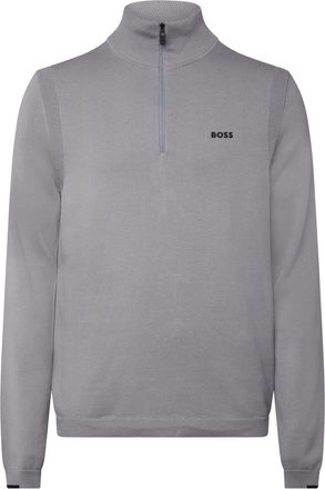 HUGO BOSS Heren Boss K Ever-X Zip Neck Katoenen Trui in Grijs