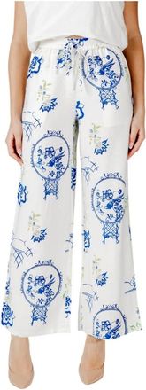 Ichi Ichi, Dames, Broeken, Wit, Maat: M Linnen