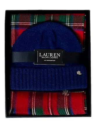 Lauren Ralph Lauren tartan-pattern fringed scarf (set of two) - women - Polyester/Wool - One Size - Red