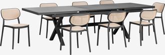 Sklum Set De Mesa De Jard&iacute;n Extensible Rectangular En Aluminio (240-300x100 Cm) Karena Y 8 Sillas De Jard&iacute;n Omara Sklum