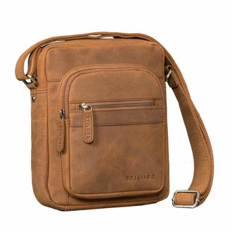 STILORD Joao Vintage Shoulder Bag Men Small Leather Satchel - Small Messenger Bag Mens Genuine Leather Crossbody Bag with Many Compartments for Tablet 10 Inch