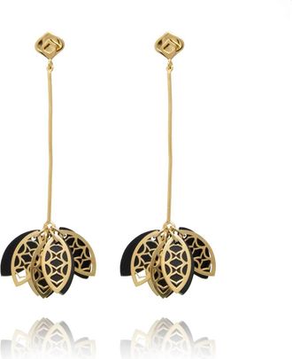 Georgina Jewelry Womens Onyx Leaf Earrings In Gold