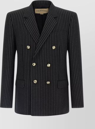 Valentino Garavani double-breasted pinstripe blazer gold buttons
