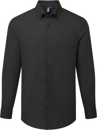 Premier Heren Supreme Oxford Formeel Overhemd Met Lange Mouwen (Zwart)