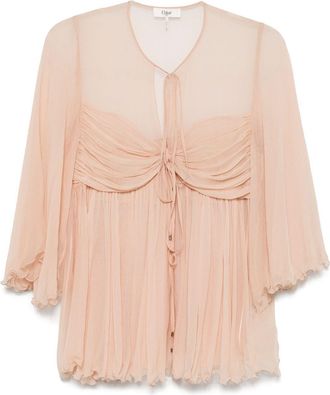 Chloé Canotta plissettata in seta - Toni neutri