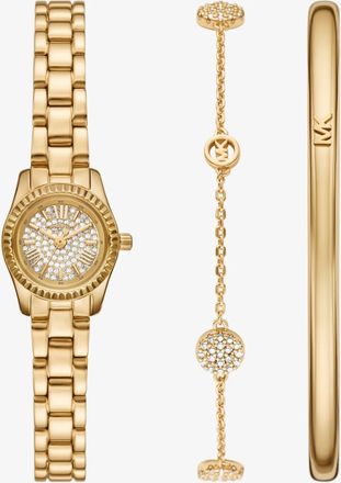 Michael Kors Petite Lexington Pav&eacute; Gold-Tone Watch and Jewelry Gift Set