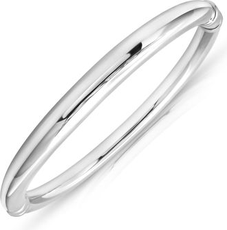 MAX + STONE 925 Sterling Silver 7 Inch Classic Polished Bangle Bracelets with Hinged