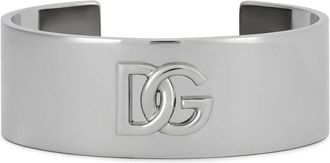 Dolce & Gabbana DG-logo open-cuff bangle - men - Brass - One Size - Silver