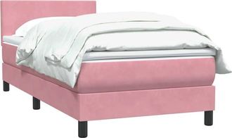 vidaXL Cama Box Spring Con Colch&oacute;n Terciopelo Rosa 100x220 Cm Vidaxl