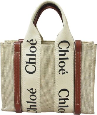 Chlo&eacute; Beige Canvas Handbag Tote Bag (Pre-Owned)