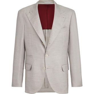 Brunello Cucinelli Chevron deconstructed blazer in Light Grey at Nordstrom, Size 48 It