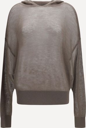 Rick Owens Felpa in maglia semi-trasparente con cappuccio Woman S
