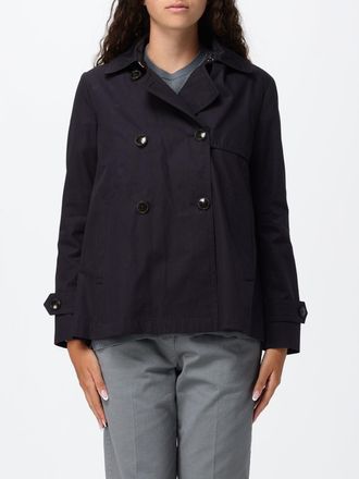 Herno Short Double-Breasted Trench Coat in Cotton with Hood and Cuff Straps