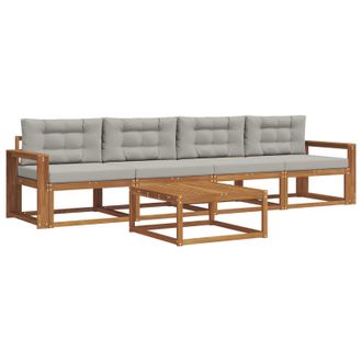 vidaXL Conjunto De Sof&aacute;s De Exterior 5 Pcs Gris Natural Y Claro Vidaxl