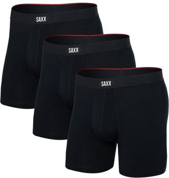Saxx Vibe Xtra Boxer Brief Fly 3-Pack Kunstfaserunterw&auml;sche f&uuml;r Herren | schwarz