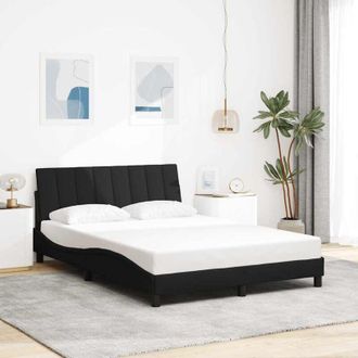 vidaXL Estructura De Cama Sin Colch&oacute;n Hanko Tela Negro 140x200 Cm Vidaxl