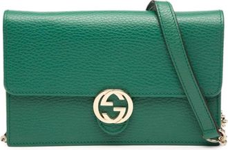 Gucci Pre-owned Cross Body Bags, female, Green, Size: ONE SIZE Pre-owned Chain Wallet
