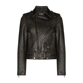 Golden Goose Chiodo Jacket - Dames - Leren en Su&egrave;de Jassen - Zwart - S - Leer - Jassen