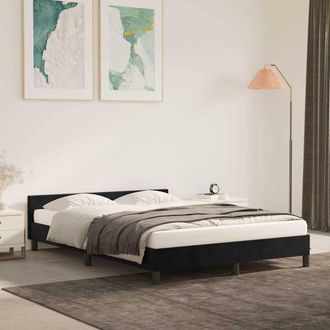 vidaXL Estructura De Cama Sin Colch&oacute;n Terciopelo Negro 140x190 Cm Vidaxl