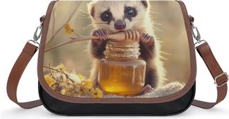 Generic Cute Ferret Honey1 Crossbody Bag Womens Handbag PU Message Bags Shoulder Purse with Adjustable Strap