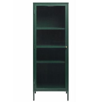 DRAWER Armario con 1 puerta de vidrio estriado y metal H160cm - Verde oscuro