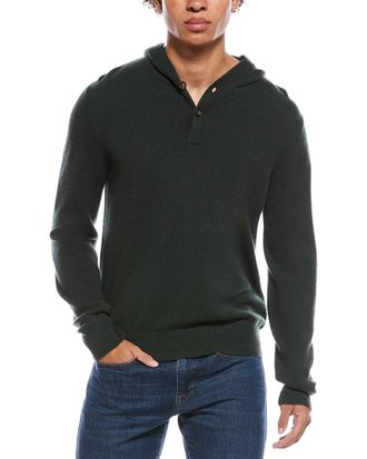 Amicale Cashmere Jersey Cashmere Henley Hoodie