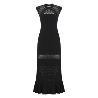 Lanvin Maxi Dresses, female, Black, M, Lace Detail Dress in Viscose