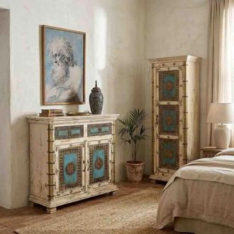 Wanderlust Deco Armario de madera artesanal 53 x 40 x 149h cm