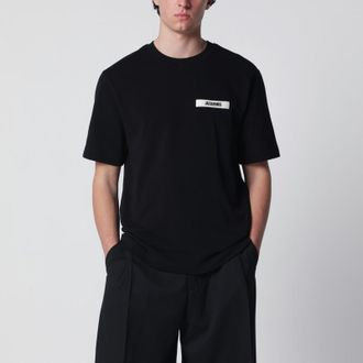 Jacquemus Black T-shirt with Gros Grain logo