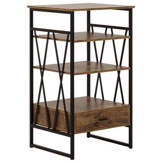 Beliani Beliani - Estante Madera Oscura Negro 101 Cm Librer&iacute;a Mueble Tv 3 Baldas Oficina Keene