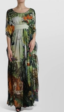 Dolce & Gabbana silk jungle print maxi dress