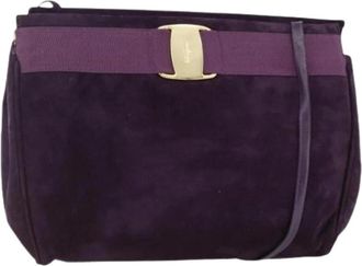 Ferragamo Pre-owned Suede Schoudertas - Dames - Vintage Schoudertas - Paars - ONE Size - Su&egrave;de - Vintage