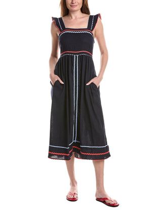Ellen Tracy Ric Rac Detail Linen-Blend Dress