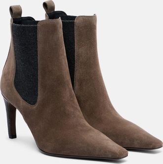 Brunello Cucinelli Stivaletti Chelsea in suede con monili