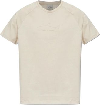 Paul & Shark T-Shirt met Logo - Heren - T-shirts - Beige - XL - Katoen - Tops