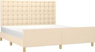 vidaXL Cama Sin Colch&oacute;n Tela Color Crema 160x200 Cm Vidaxl