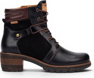 Pikolinos Pikolinos Womens Black Leather Zip & Lace Up Heel Ankle Boots - San Sebastia