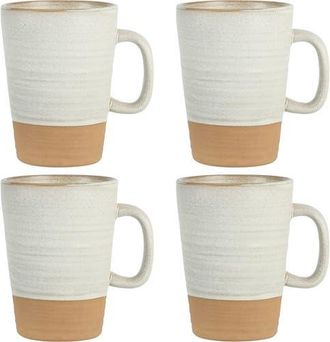 Gibson Home Dreamweaver 4 Piece 17 Ounce Round Earthenware Mug Set in Beige at Nordstrom
