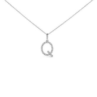 House of Brilliance Sterling Silver Diamond Accent A-Z Initial Pendant Necklace in Sterling Silver |Q at Nordstrom