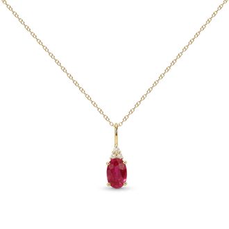 House of Brilliance 10K Yellow Gold Oval Birthstone Trio Diamond Accent Drop Pendant Necklace