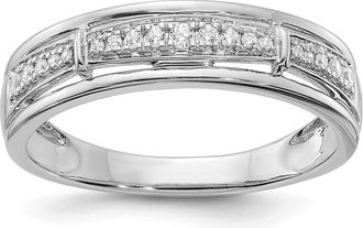 Diamond2Deal 14k White Gold Lab Grown Diamond Wedding Band Ring 0.16Ct Clarity- VS Color- G-H